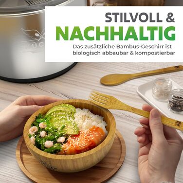 Салатниця-швидкоочисник з нержавіючої сталі, 5л [з мискою та бамбуковим приладдям]