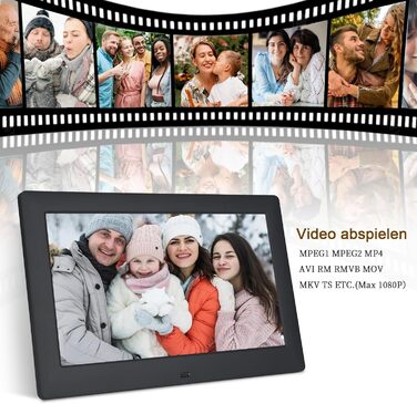 Цифровий фоторамка TSITSC 8.7 дюйма, IPS-дисплей 1024*768, календар, музика, фото/відео програвач, підтримка USB/SD, з пультом дистанційного керування (Чорний)