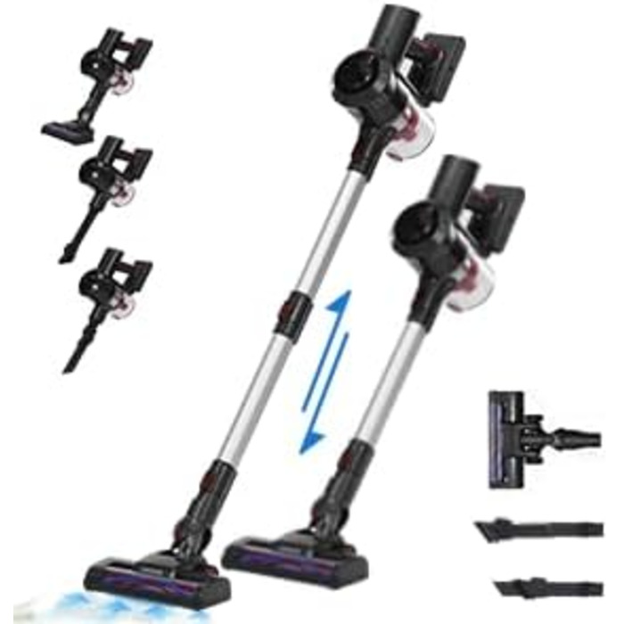 Акумуляторний пилосос Kavolet 25 KPa, 40 хв роботи, 2-в-1 для дому та авто, з насадкою для щілин та щіткою