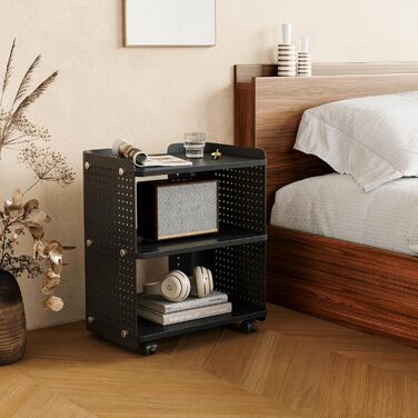 Стіл для принтера Fenge на коліщатках з органайзером та полицями, 45.3x33.5x53.5 см (Чорний)