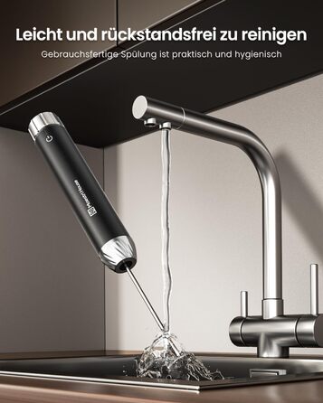 Електричний піноутворювач для молока Maestri House з регулюванням швидкості, знімний металевий вінчик, чорний