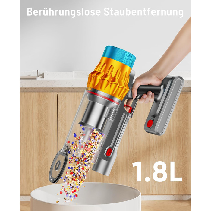 Акумуляторний пилосос бездротовий 600W, 70 хв, 1.8л, для підлоги, килимів, шерсті тварин, з самостійною підставкою, блакитний