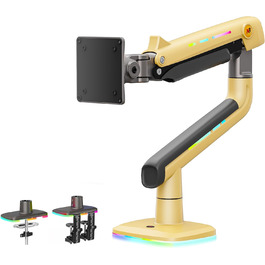 Кріплення для монітора NB Ergonomic для широких моніторів до 60 дюймів, RGB, підставка для монітора, навантаження до 20 кг, VESA 75 & 100 (жовтий)