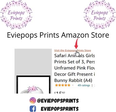 Набір зображень Eviepops Prints тварини-сафарі 3 шт A4