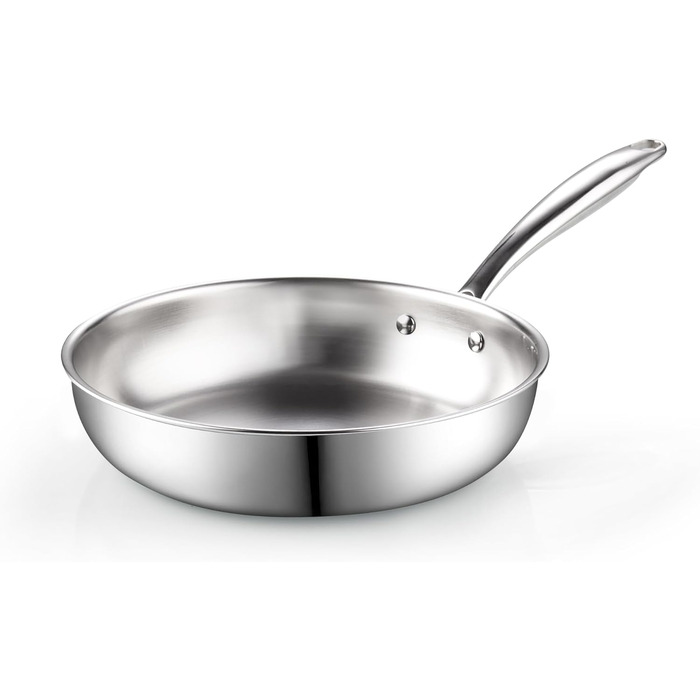 Набір каструль та сковорідок Cook N Home з нержавіючої сталі (7 предметів) з кришками з термостійкого скла, індукційний, придатний для миття в посудомийній машині, сріблястий (сковорода 25 см)