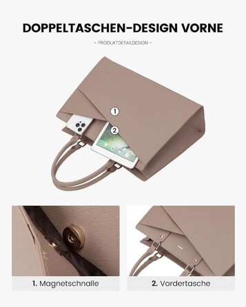 Сумка для ноутбука LOVEVOOK: жіноча сумка-шоппер, сумка для роботи, навчання, офісу, бізнесу, 15.6 дюймів, чорний (Y-khaki Sand)