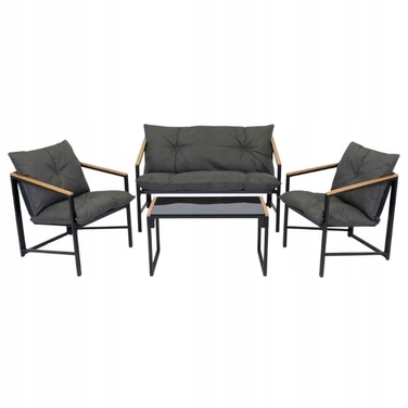 Комплект садових меблів Escal, метал, чорний, 4 предмети