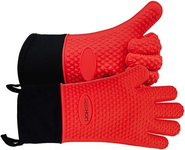 Кухонні рукавиці GEEKHOM - термостійкі, водонепроникні, червоні