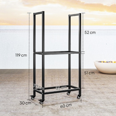 Стильна полиця для дров Outsunny з металу, 60 x 30 x 119 см, 2 яруси, з колесами, чорного кольору