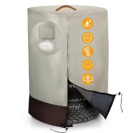 Міцна сумка для коліс автомобіля 420D, універсальна, для 4 коліс, з блискавкою та водовідштовхувальним покриттям, розмір 84x120 см (бежева та коричнева)