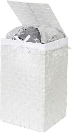 Кошик для білизни RAN6892 Stan з кришкою, ручками, плетіння, металевий каркас, знімний льняний вкладиш, 30 x 30 x 50 см, колір шоколадний