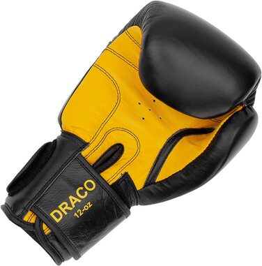 Боксерські рукавички Benlee зі шкіри Драко 12 унцій Чорний / жовтий