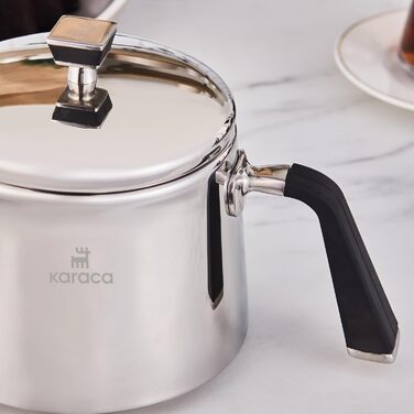 Набір для заварювання чаю Karaca New Mira: турка, чайник 1л, чайник 2л з нержавіючої сталі, сумісний з індукцією, миється в посудомийній машині