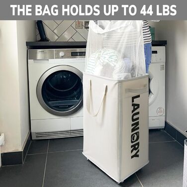 Кошик для білизни на колесах Goodpick, сірий, 75 л, знімний мішок для прання, 1 шт.