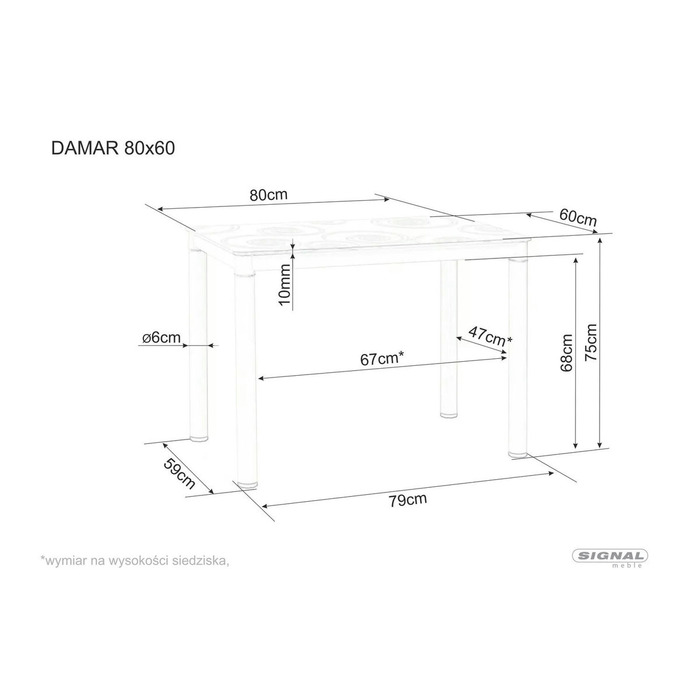 Стіл DAMAR 80*60 білий ефект мармуру/чорний мат