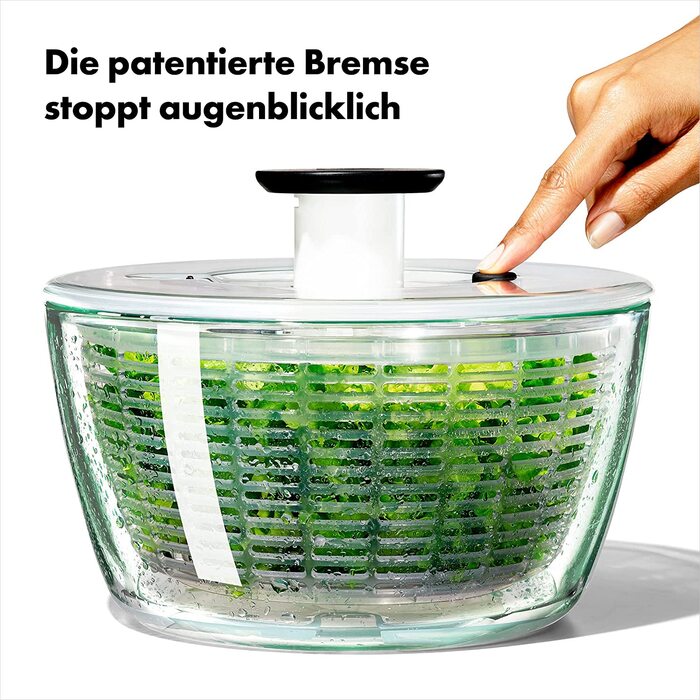 OXO Good Grips Салатниця-швидкосушарка з ситом та кришкою, зелена – для сушіння салату