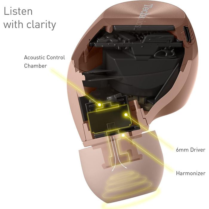 Бездротові навушники-вкладиші, шумозаглушення, Bluetooth, 5.5 годин, бронза, 40M2EK