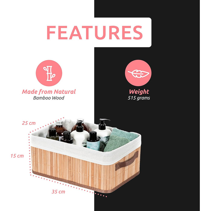 Бамбуковий кошик для білизни знімним мішком - стильний органайзер для ванної, спальні або пральні, декоративне зберігання в стилі SPA (природний, прямокутний)