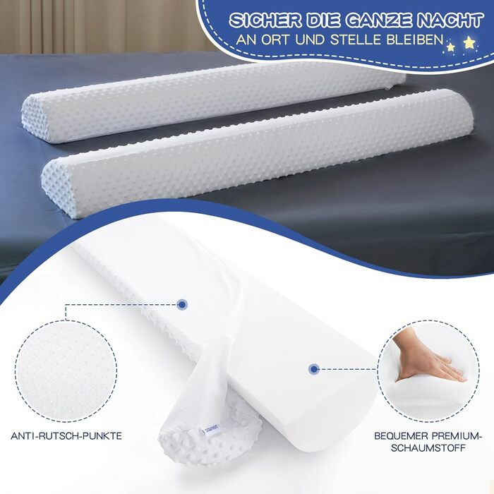 Бортик для ліжка дитячий захисний (2 шт, білий) - запобігає випаданню, знімний чохол, для немовлят та дорослих