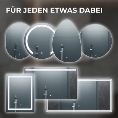 Дзеркало для ванної кімнати BR Bringer LED з підсвічуванням, 60x80 см, антизапарник, диммування, 3 кольори світла, сенсорне управління, функція пам'яті (BRS102)