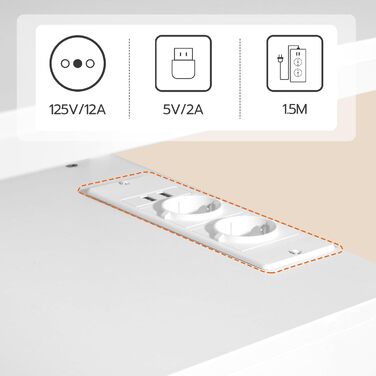 HOOBRO Тумбочка з зарядкою, приліжкова тумбочка, журнальний столик для дивану з 2 шухлядами, білий колір, 39 x 39 x 59 см, EWT43CBZ01G2