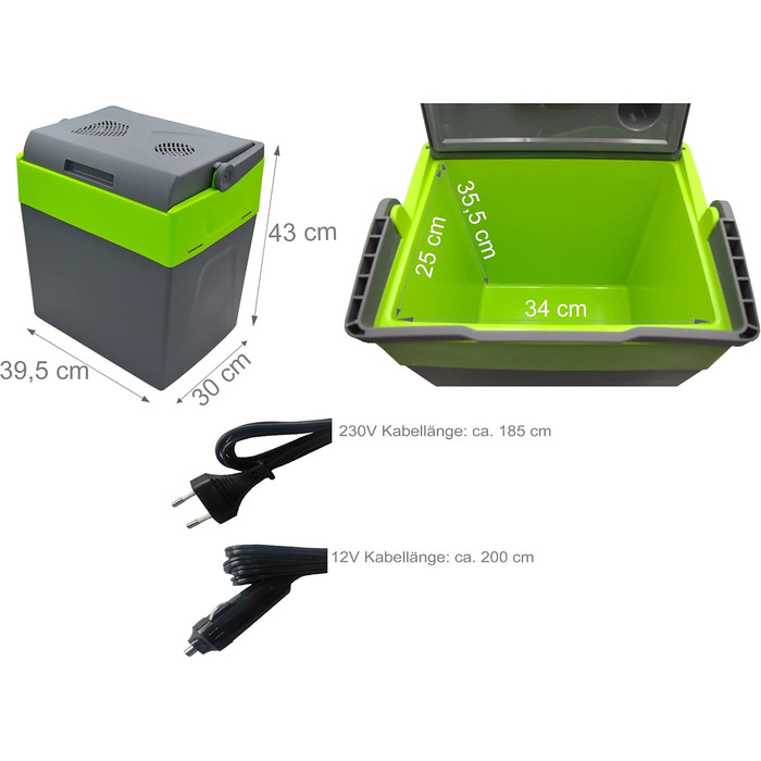 Термобокс-холодильник електричний 30л Gora Grey/Gilmo Green для авто, кемпінгу, пікніка