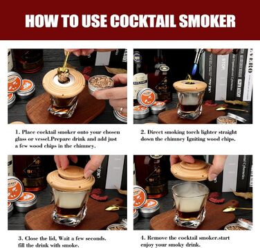 Набір для копчення коктейлів: 4 дерев'яні стружки, аксесуар для віскі, коктейлів, кави, бурбону, м'яса (бук)