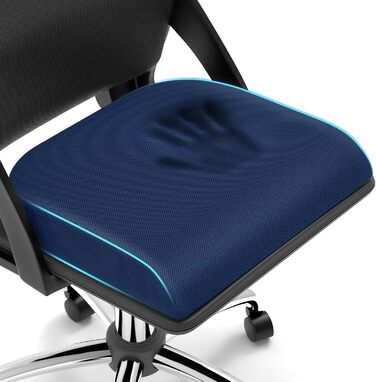 Подушка для сидіння TranquilRelax з Memory Foam для тривалих годин на офіційному кріслі, дім та автомобіль, антиковзаюча подушка для сидіння для полегшення болю в спині, сідниці та куприку (Блакитний, Великий)