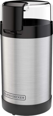 Кавомолка BlackDecker одним натисканням кнопки, ємність кавових зерен 2/3 чашки, нержавіюча сталь