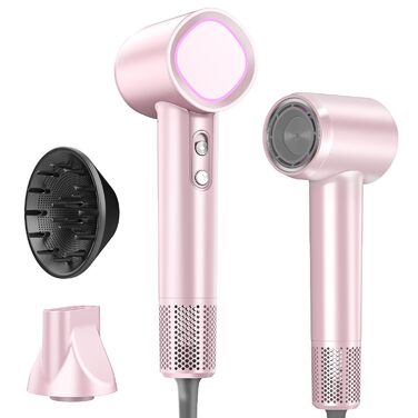 Професійний іонний фен для волосся з дифузором, безщітковий мотор 160 000 об/хв, швидке сушіння, сірий колір