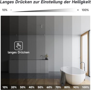 Дзеркало для ванної кімнати SONNI з підсвічуванням 80x60 см, антизапар, LED, сенсорний вимикач, колір світла: холодний/нейтральний/теплий