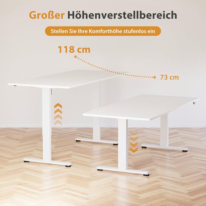 Регульований стіл для роботи з USB-C, електричний, з пам'яттю, стоячи/сидячи, комп'ютерний, для офісу, білий Pro, 200 x 80 см