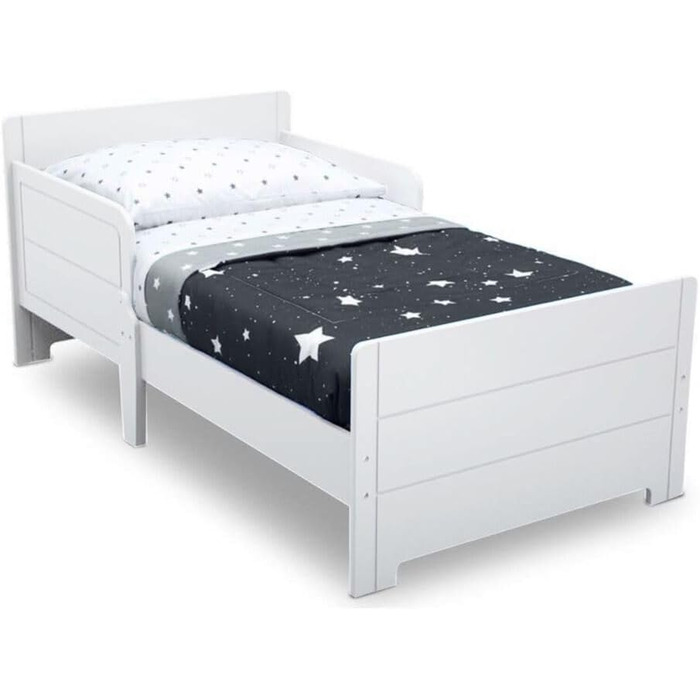 Дерев'яне дитяче ліжко URBNLIVING з бічною захисною перегородкою, для дівчаток та хлопчиків, в стилі Junior, білий колір