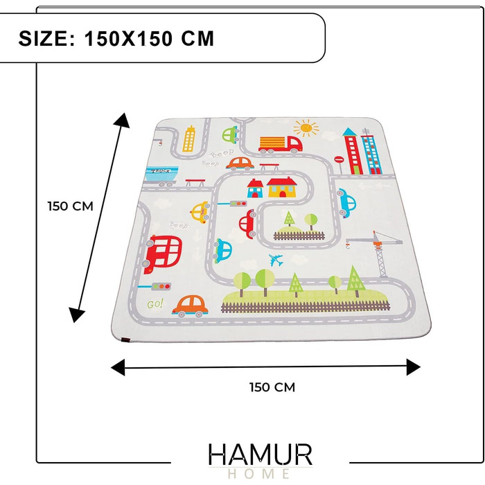Дитячий ігровий килимок Протиковзкий ігровий килимок Складний ігровий килимок Дитячий килимок 150x150см для дитячої кімнати Пральна машина для ігрової кімнати Дитячий килимок, який можна прати (дорожній)