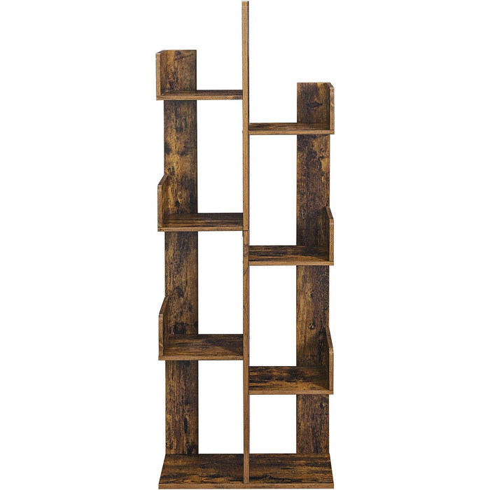 Книжкова шафа VASAGLE, у формі дерева, книжкова шафа з 8 відділеннями для зберігання, закруглені кути, сільський коричневий