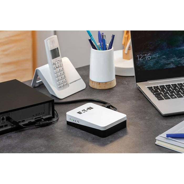 USV Eaton 3S Mini 36W для роутерів, камер та Smart Home - 9/12/15/19V DC, Білий/Чорний