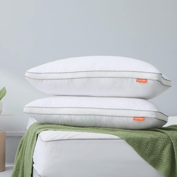 Набір подушок Sweetnight Firm з 2 шт. , розкішна готельна подушка Comfort Pillow Set з 2 шт. , Allegiker Pillow М'яка дихаюча подушка для сну біля ліжка 48 x 74 см, SN-UP002-S-2-XJ, біла 2 шт. (упаковка з ) 2 шт. и