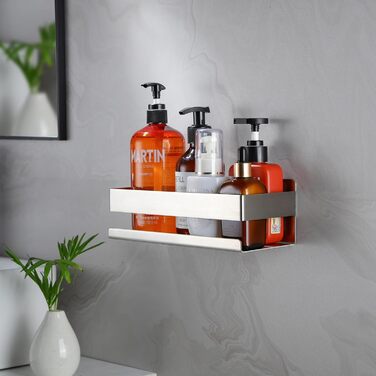 Поличка для душу без свердління - 2 шт. з нержавіючої сталі, органайзер для ванної кімнати, тримач для шампуню (1 шт., сріблястий)