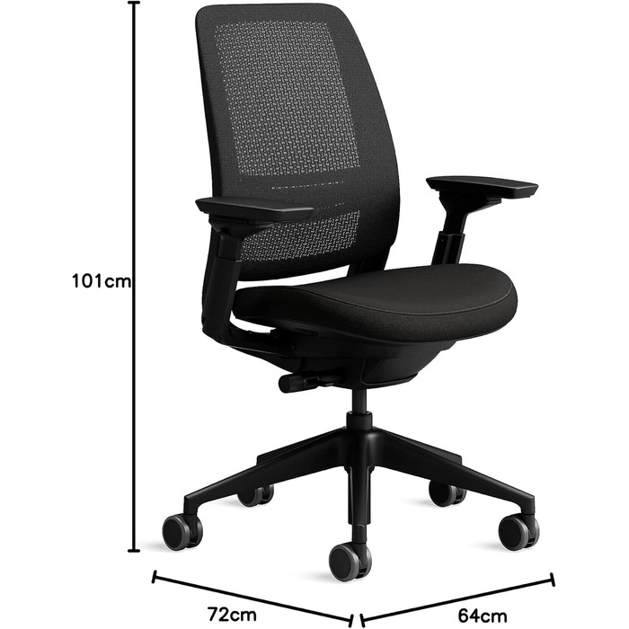 Ергономічне крісло Steelcase Series 2 з підтримкою спини LiveBack, 4D підлокітники, регульована підголівник, Трюфель (Чорний Онікс, Сучасний)