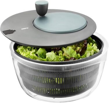 Салатниця GEFU з відром та кришкою для зберігання, 3л, чорно-сіра