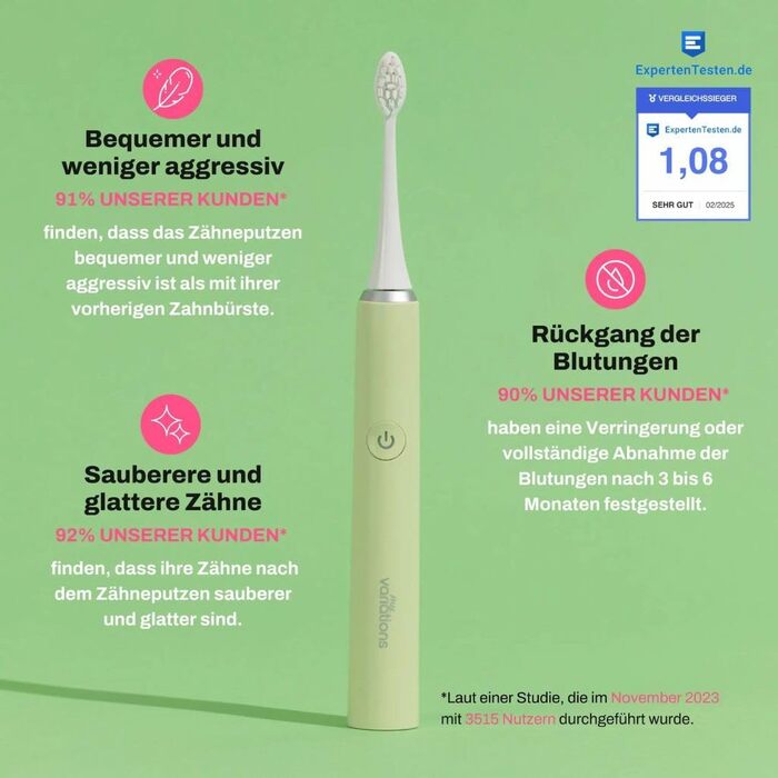 Електрична зубна щітка My Variations - акумуляторна, 5 режимів чищення, таймер 2 хв, чорна