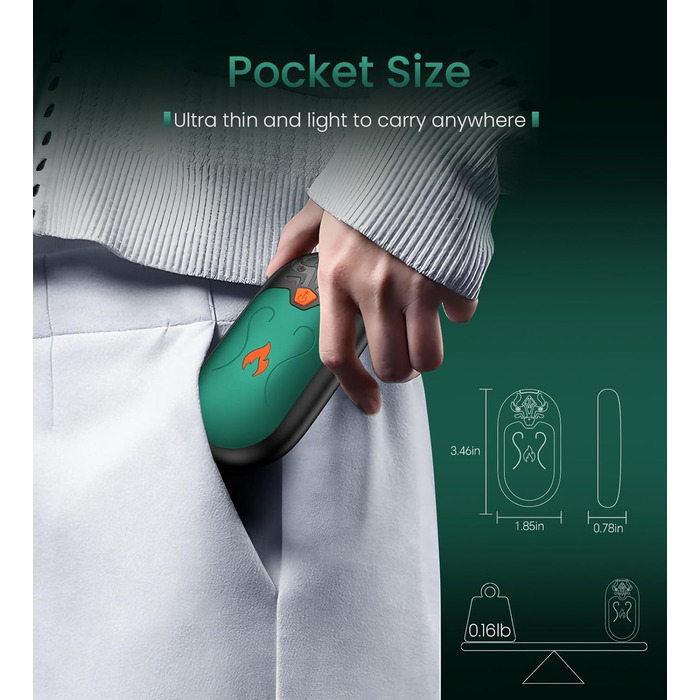 Електричні грілки для рук, 2 шт., перезаряджувані, 24 години тепла, 3 режими нагріву, для жінок та чоловіків (зелені)