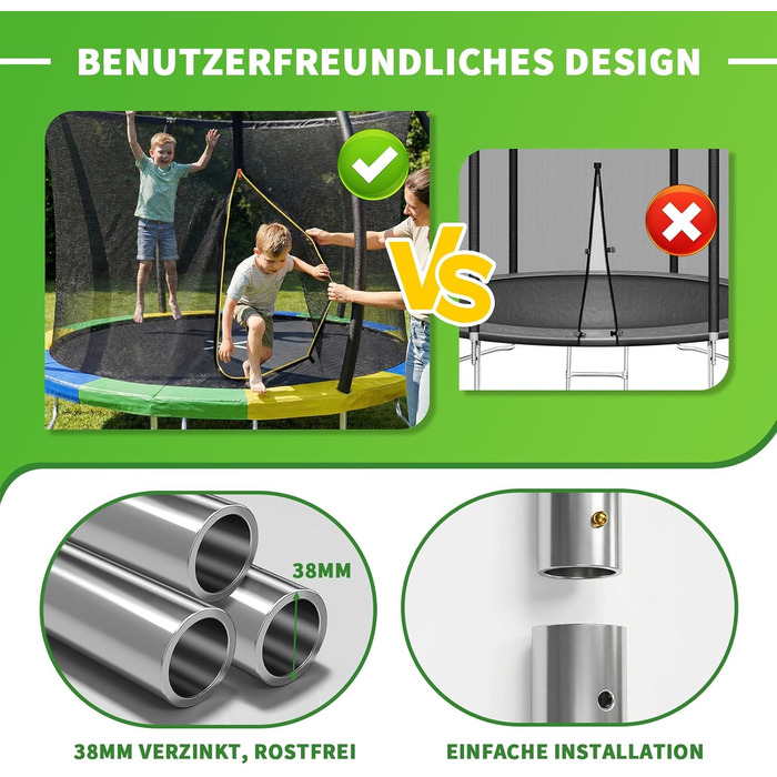 Батут JUMMICO садовий Ø360 см з сіткою безпеки та захисним покриттям для дітей, кольоровий