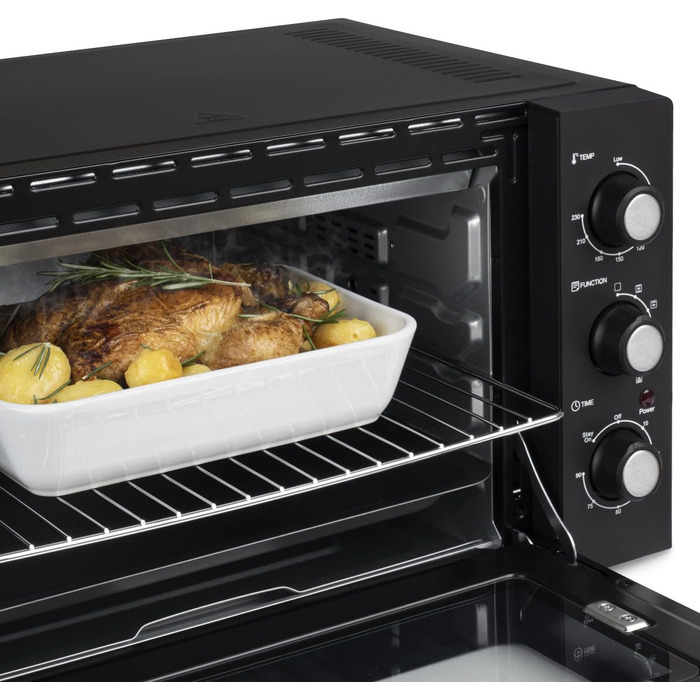 Міні-піч H.Koenig FO42, 42 л, 230°C, 5 режимів, таймер 90 хв, конвекція, гриль, з щипцями, крихтозбірник, поворотний насадка, 2000W