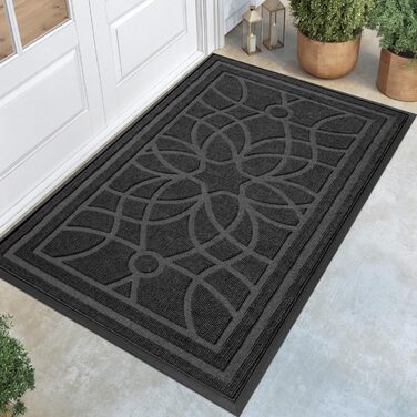 Килимок для дому та вулиці DEXI, 90 x 150 см, антиковзаючі, для входу, балкону, тераси (сірий)