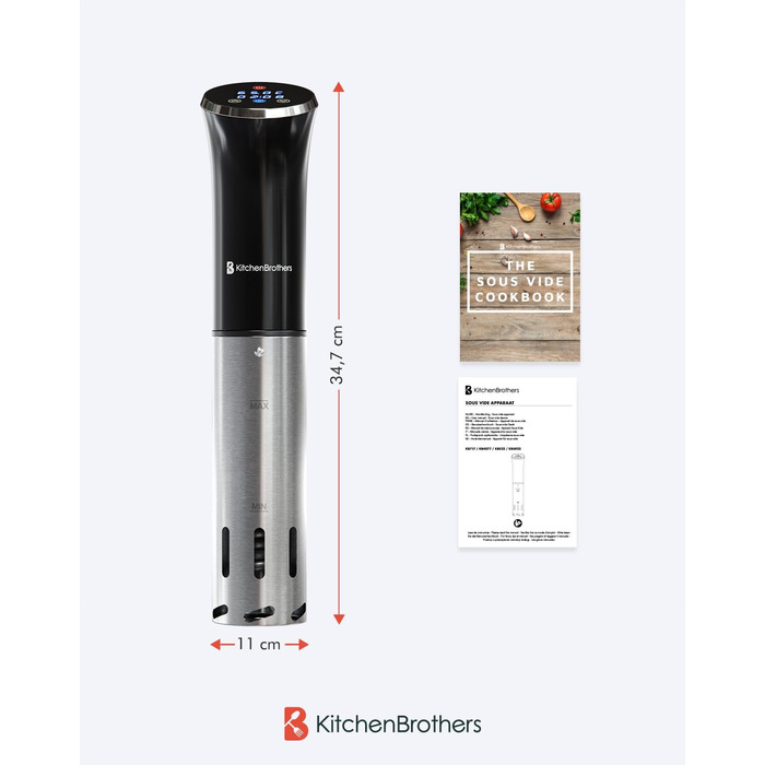 Набір для приготування су-від KitchenBrothers: су-від паличка, таймер, 1200W, чорний (без аксесуарів)