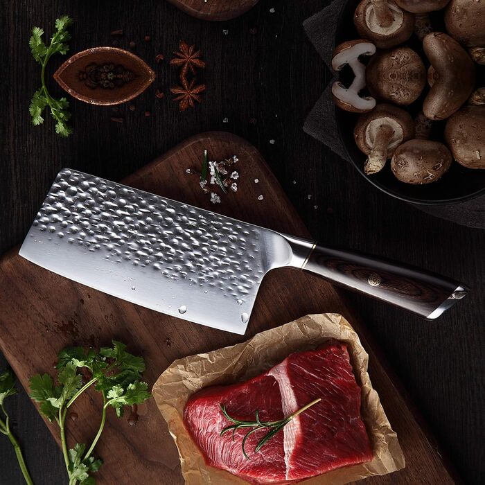 Ніж кухарський 8 дюймів, професійний дамастковий ніж, ніж для кухні, ніж шеф-кухаря, ніж для м'яса з нержавіючої сталі, надзвичайно гостра леза з ергономічною ручкою для дому та ресторану (ніж кухарський 7 дюймів)
