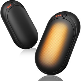 Електричний нагрівач для рук, перезарядна пара, 6000mAh, USB-кабель, 3 режими нагріву, 20 годин тепла, для активного відпочинку взимку, чорний