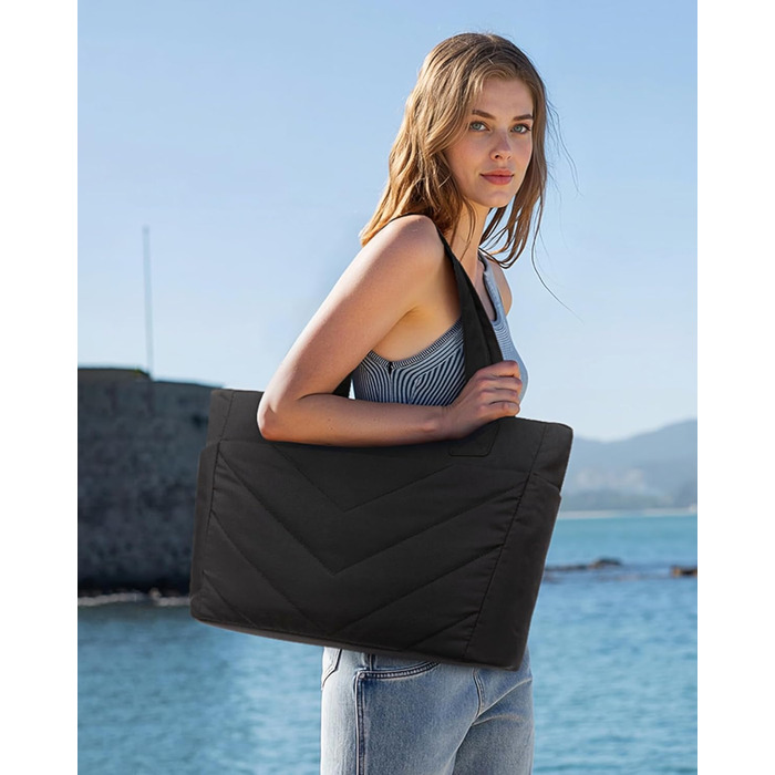 Сумка для ноутбука LOVEVOOK 15.6 дюймів, жіноча: шопер, велика робоча сумка, сумка-шоппер, для навчання, офісу, школи, чорна