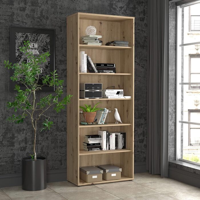 Книжкова шафа Newroom Shelf Artisan Oak Modern - 73.7x85.5x34.8 см (ШxВxГ) - Шафа з стоячою полицею - Lucius.Sixteen Офісний кабінет Вітальня (09- Полиця)